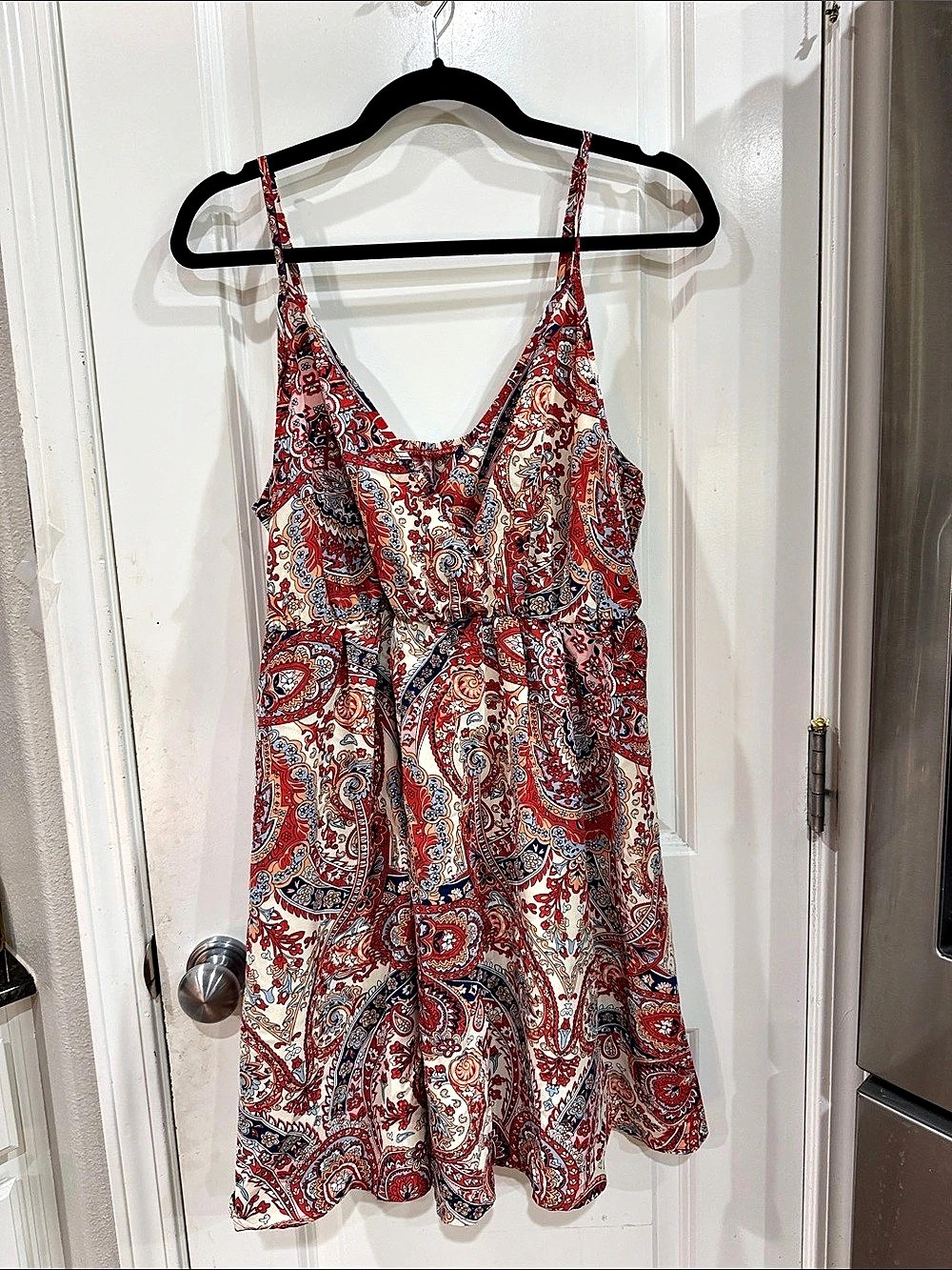 Paisley Mini Dress in Red & White Like New